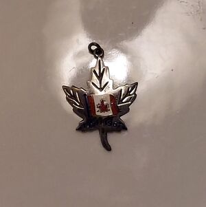 CANADIAN MAPLE LEAF STERLING STAMPED CHARM PENDANT 1867-1967